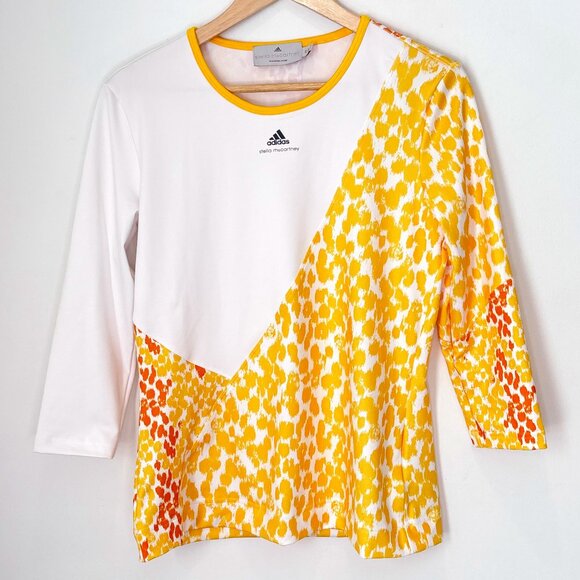 Adidas Stella McCartney Barricade Yellow White Athletic Pullover Shirt Small d5 - Picture 1 of 16
